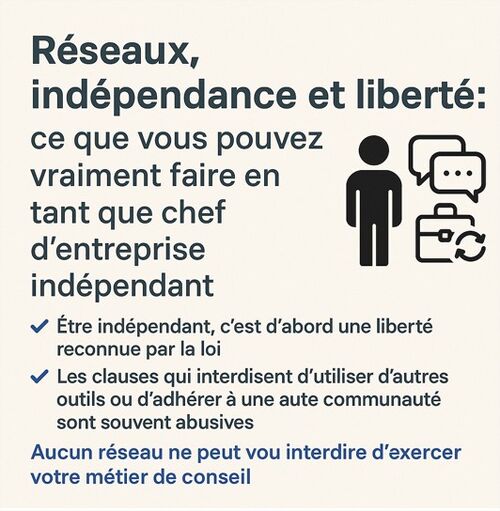 R&eacute;seaux, ind&eacute;pendance et libert&eacute; - Chef d'entreprise ind&eacute;pendant